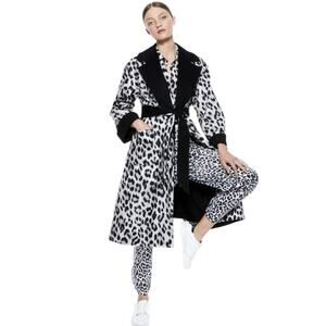 Alice + Olivia Tomiko Reversible Leopard Print Knit Belted Sweater Coat Size M/L
